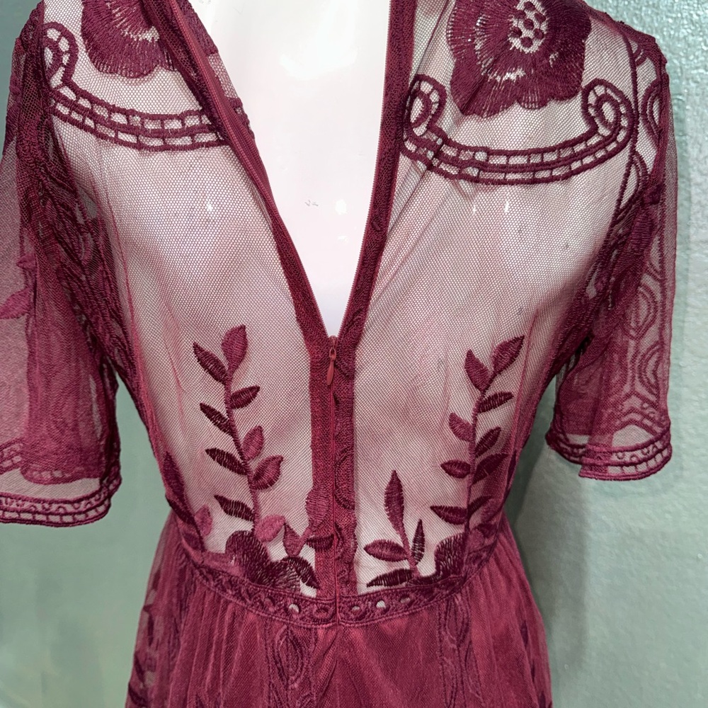 Chic Burgundy Lace Swim Cover-Up - Picture 10 of 17